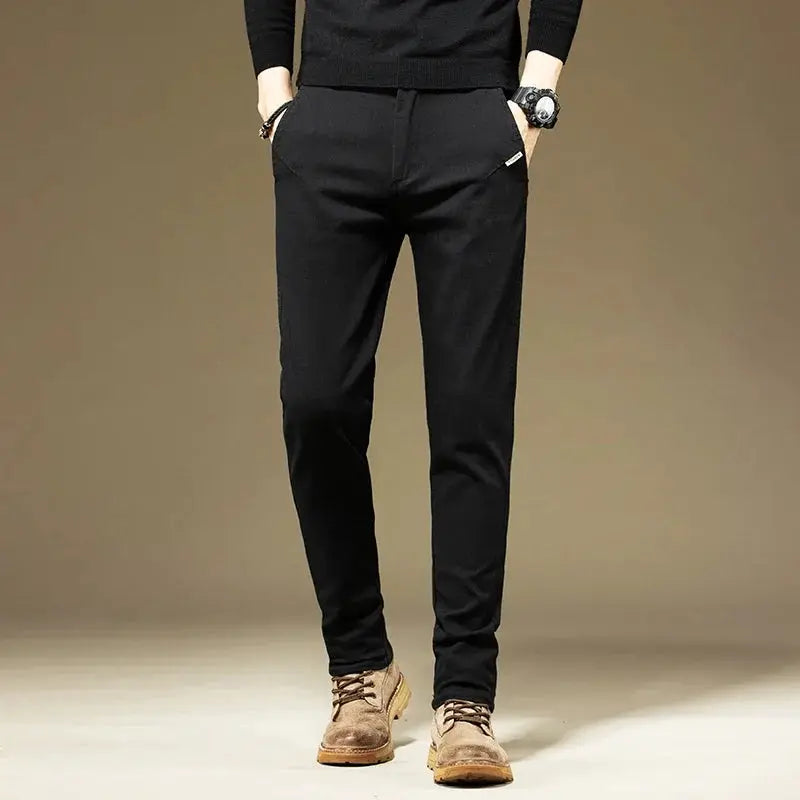 KUBRO men's cotton straight-leg black pants from Simples Market