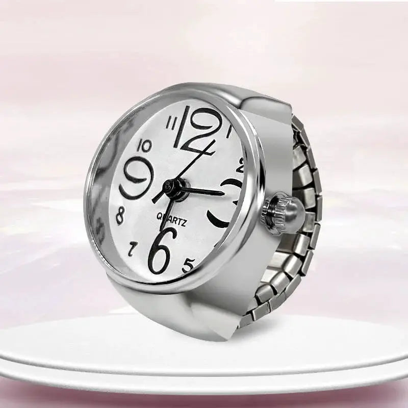Unisex Ring Watch With Circular Dial Alloy Shell Timepiece For Men And Women Fashion Accessory