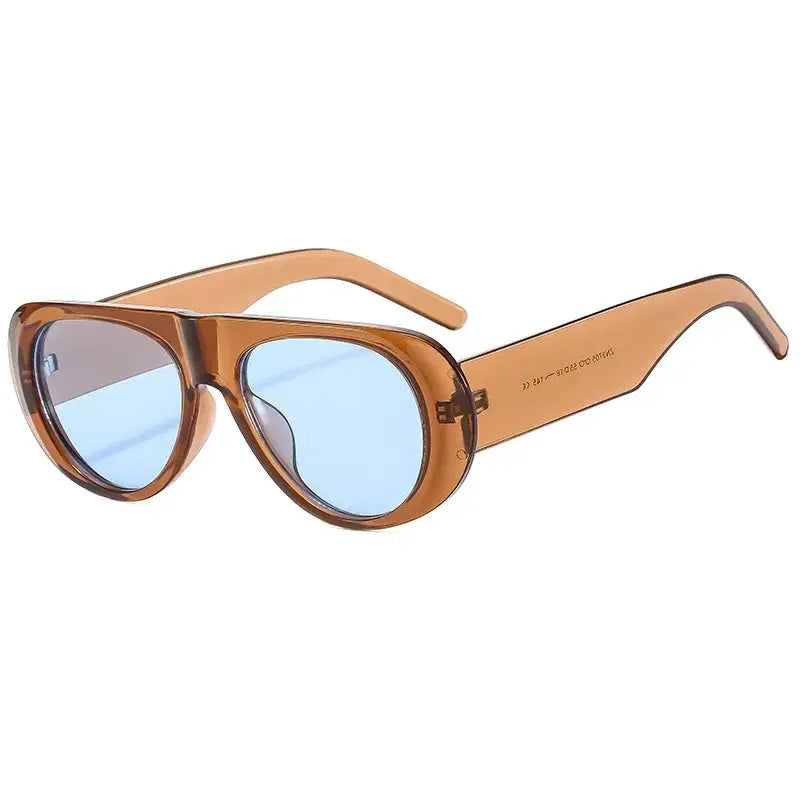 Designer Oval Sunglasses Large Frame Colorful Mirror Lenses for Men and Women Unisex UV Protection