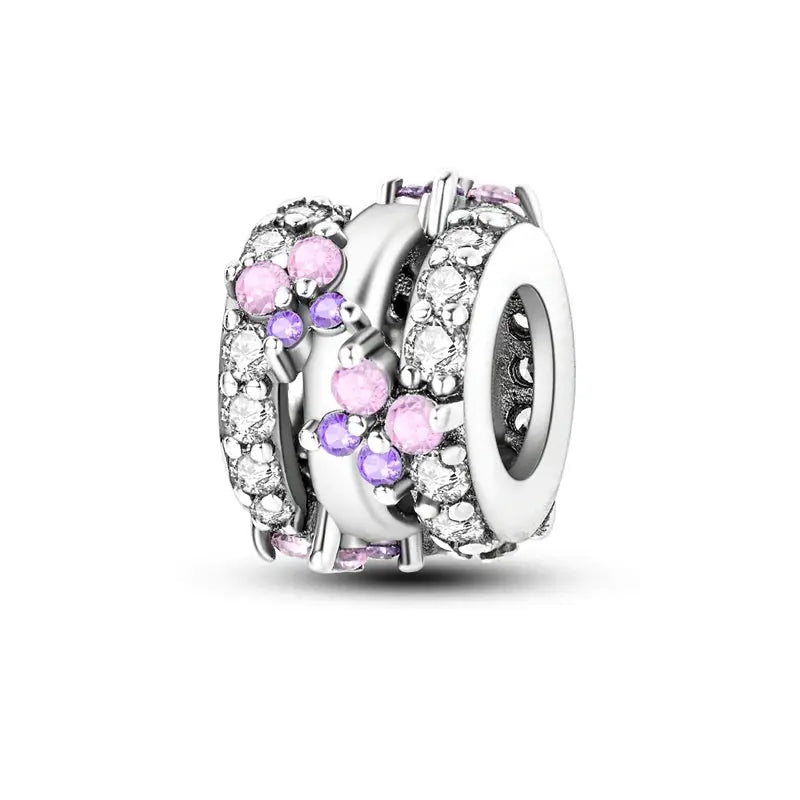 Pink Charms 925 Sterling Silver Heart Bow Perfume Bottle Charms Beads Pendants Fit Bracelet DIY Jewelry Making Women