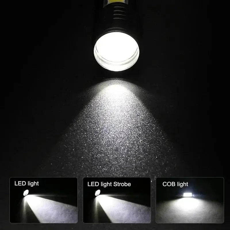 SummitBeam Portable Rechargeable LED Flashlight With Pen Clip Zoomable Waterproof Torch Side Light For Outdoors