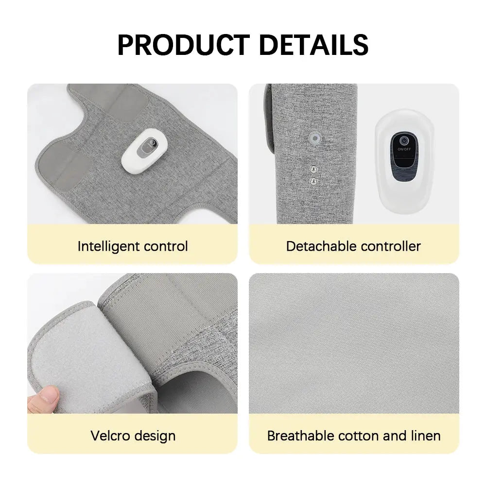 Calf massager, electric 360° air pressure with wireless controller; Velcro strap, breathable cotton/linen.