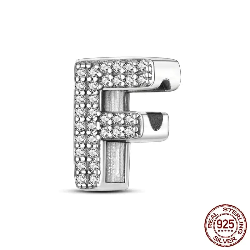 26 Alphabet Beads A To Z 925 Sterling Silver Love Charm Fit Original Bangle Charms Bracelet CZ Zircon Jewelry