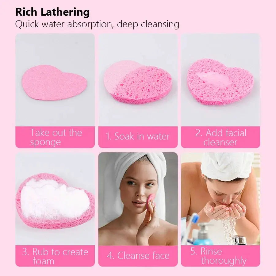 10 Pcs Cellulose Face Sponges Cleansing Makeup Removal Spa Quality
