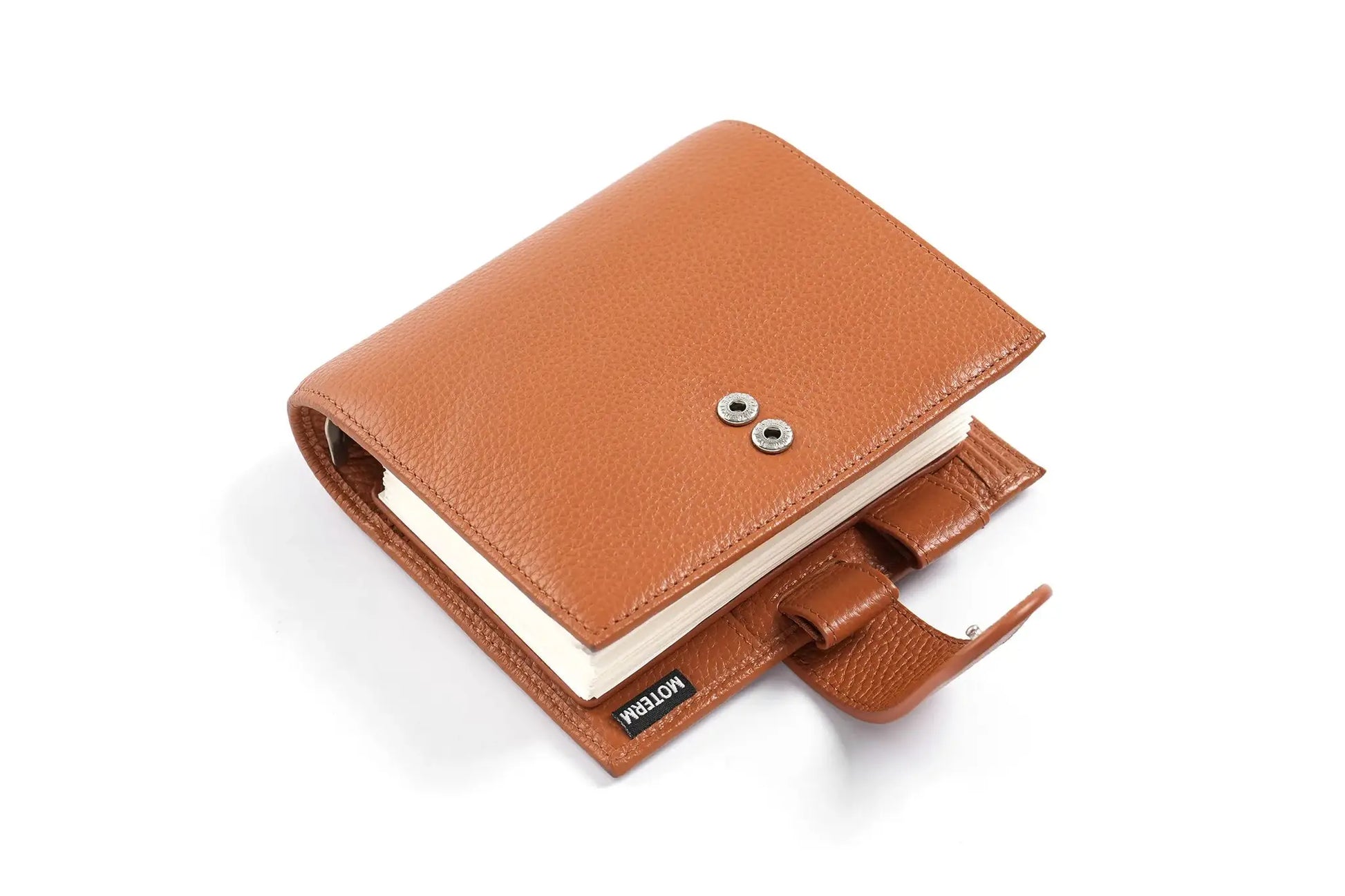 Moterm Luxe 2.0 pocket planner in brown pebbled leather with 30mm rings