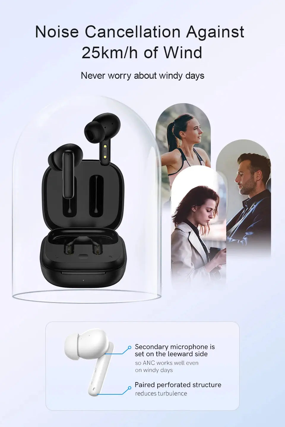 QCY T13 ANC wireless earbuds in black charging case, Simples Market