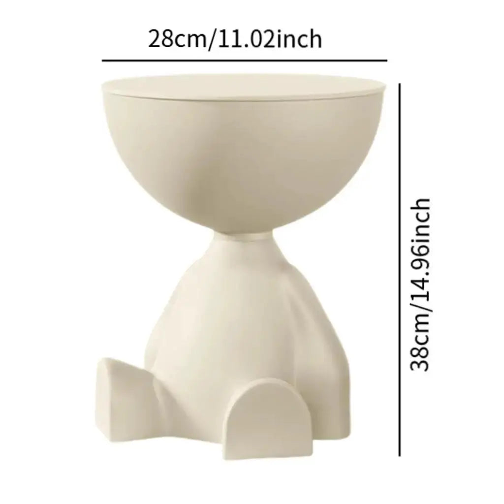Bear Shaped End Table With Flat Head Figurine Movable Mini Side Table For Living Room Bedroom Balcony Small Apartment