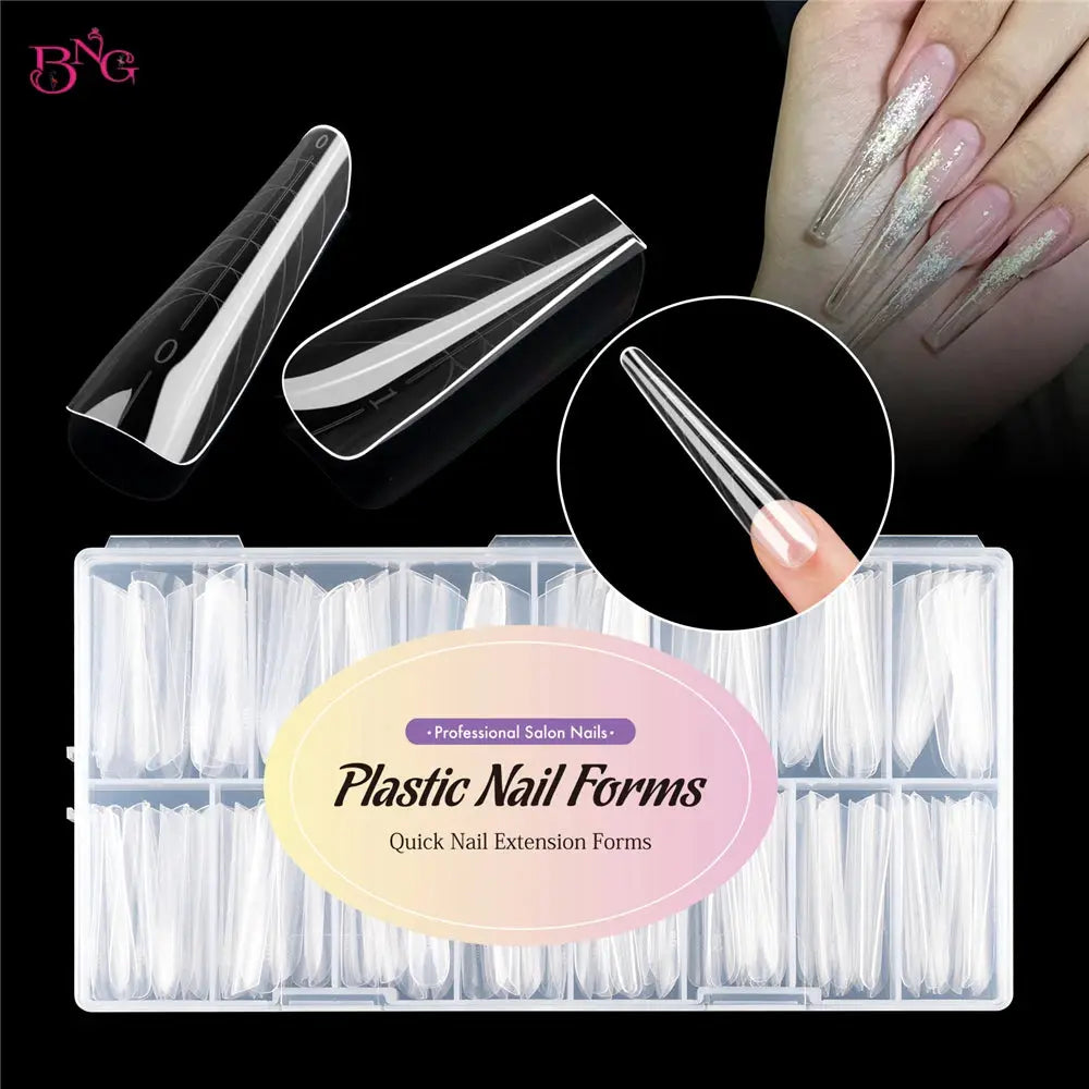 Wide Size Dual Form Nail Molds For Quick Build UV Gel Extensions Square Coffin Almond Shapes