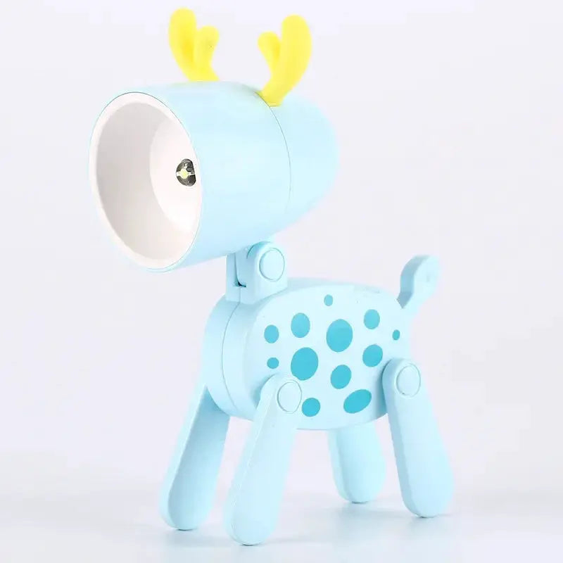 LED mini night light deer desk lamp in blue with yellow antlers, foldable by Simples Market