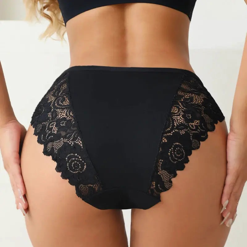 Soli Color 5 Piece Cotton Panties Set With Lace Floral Embroidery Mid Rise Breathable Briefs For Everyday Comfort