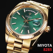 CADISEN DD40 men's luxury automatic watch with green dial and gold-tone bracelet