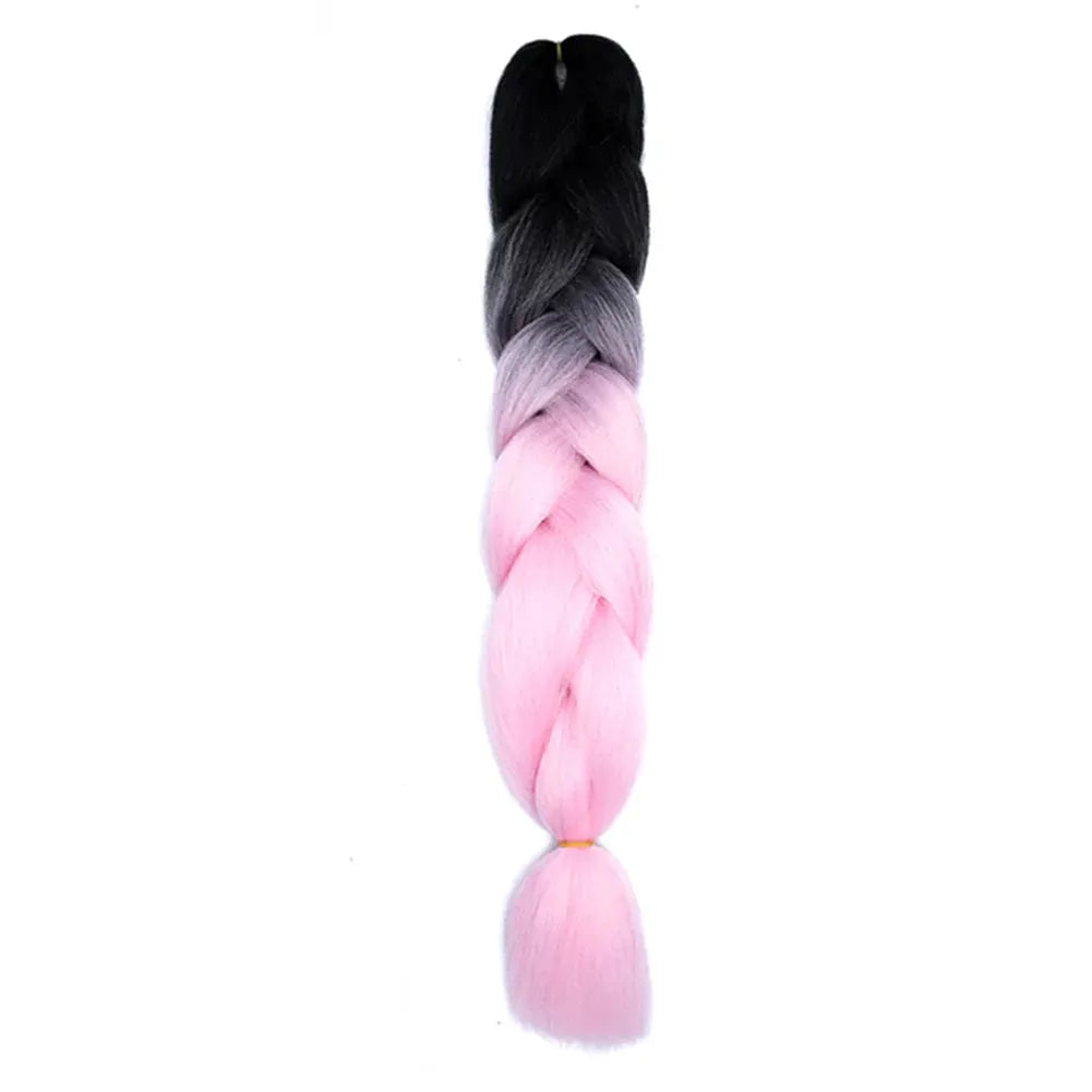 24in jumbo braiding hair Afro ombre from black to pink, synthetic crochet braid bundle by Simples Market