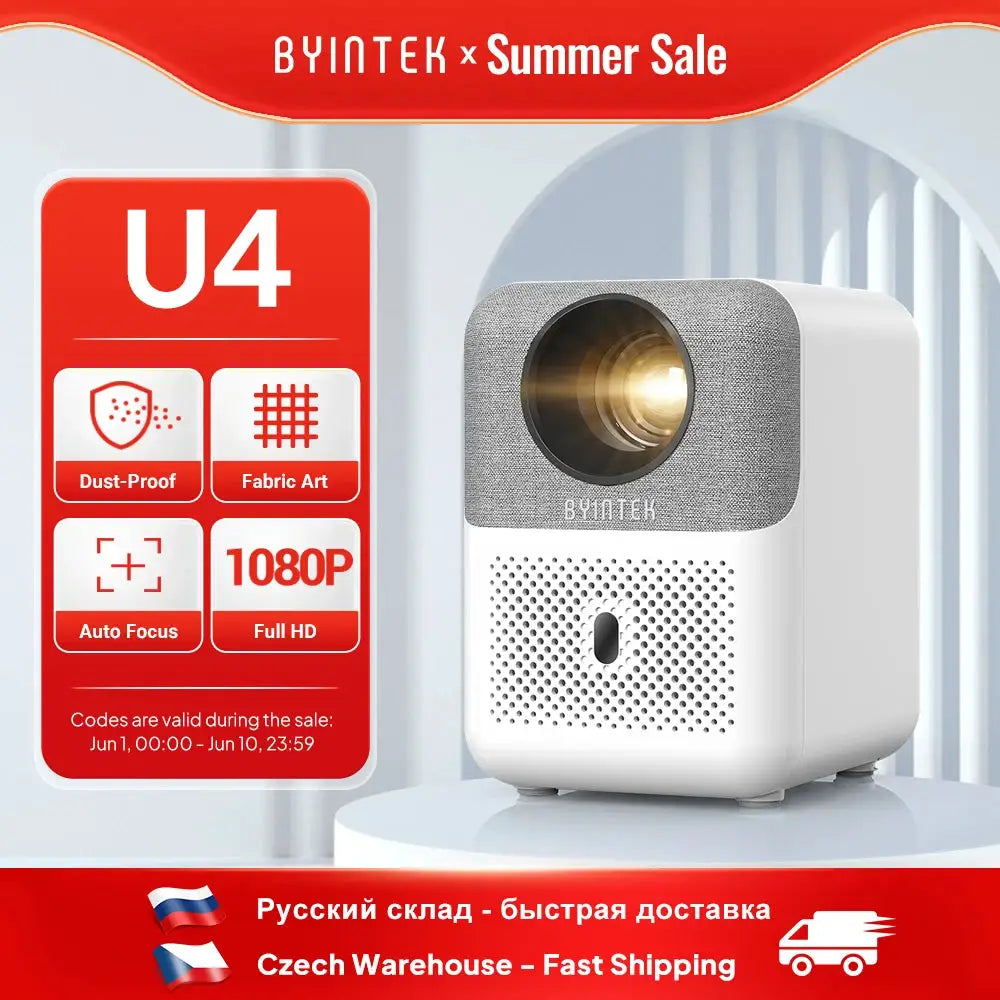 Byintek Love U4 Mini Home Theater Projector 4K 1080P Android Wifi