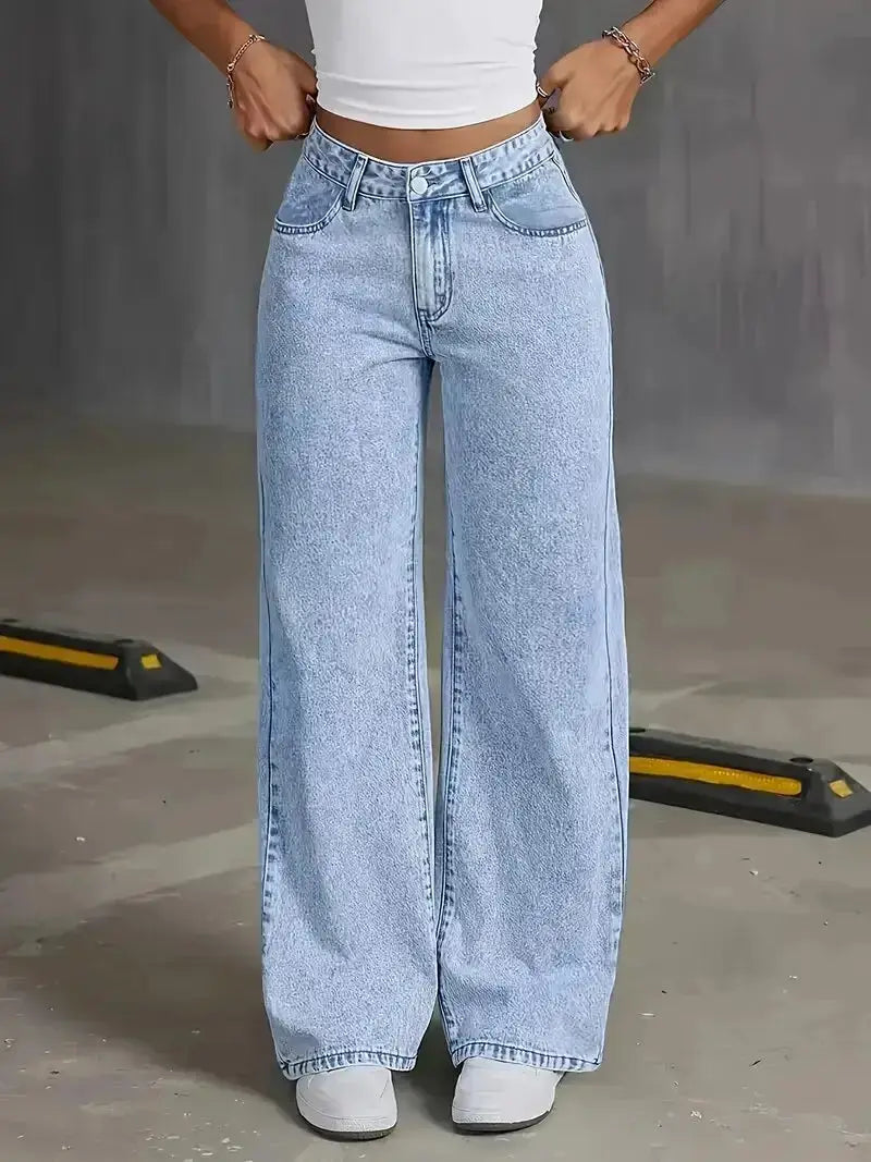 2026 Womens Loose Wide Leg Denim Jeans Baggy Streetwear All Season