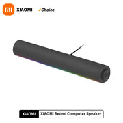 Xiaomi Redmi computer speaker with gray body and RGB ambient lighting