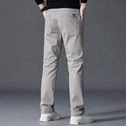 Simples Market men's light-gray cotton pants, straight-leg casual business trousers.