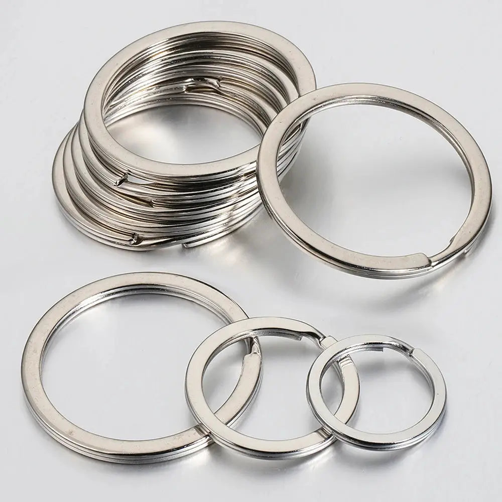 20pcs Metal Split Jump Rings And Hooks For DIY Jewelry And Keychain Pendant Making Accessory Rhodium Plated Iron Alloy
