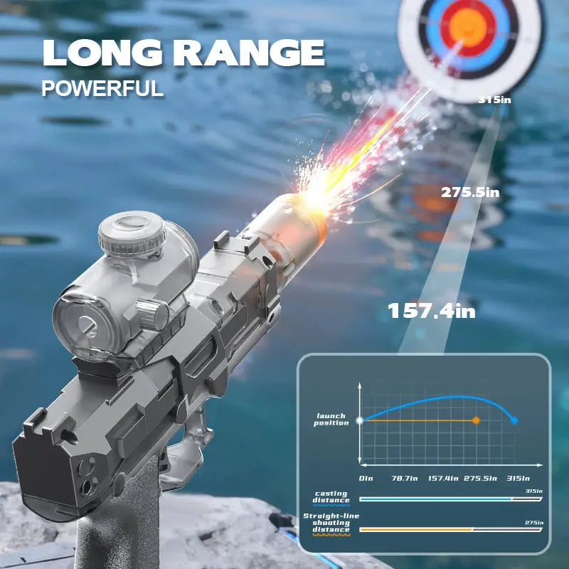 Electric Water Gun Automatic Continuous Firing Squirt Gun Outdoor Toy Long Range Shooting With Lights