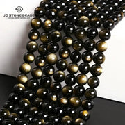 Natural Stone Golden Obsidian Irisation Round Beads 4mm 6mm 8mm 10mm 12mm Spacer Jewelry Making Bracelet Necklace