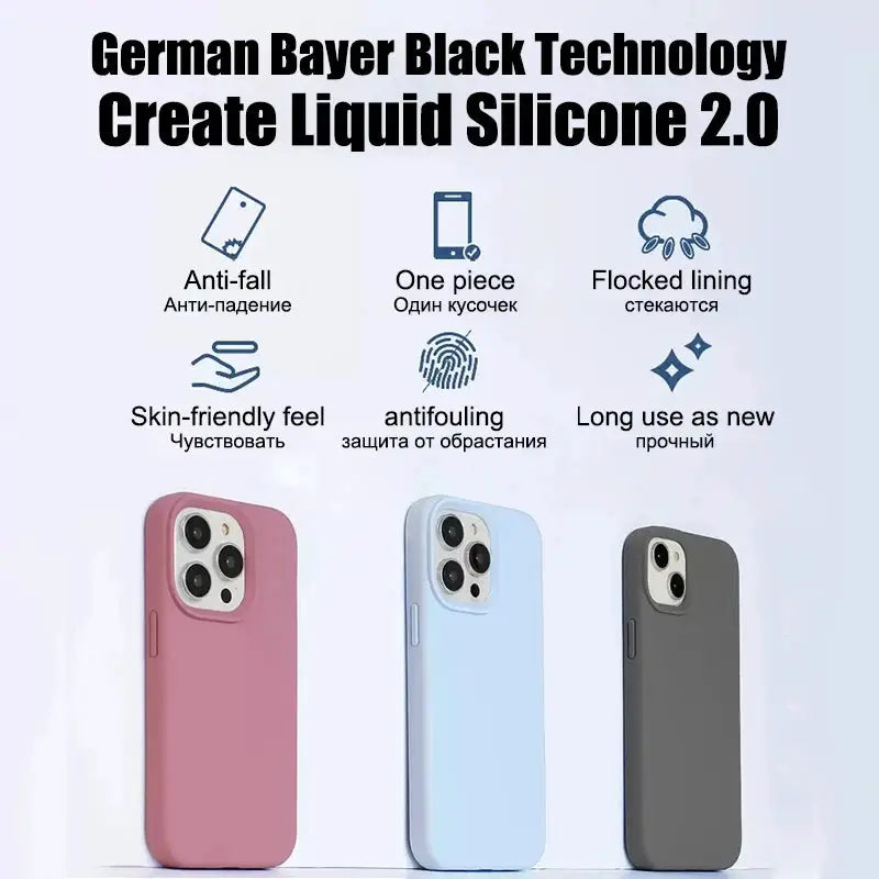 Simples Market liquid silicone shockproof iPhone cases in pink, blue and gray (3-pack) for Apple iPhone 11–17 Pro Max