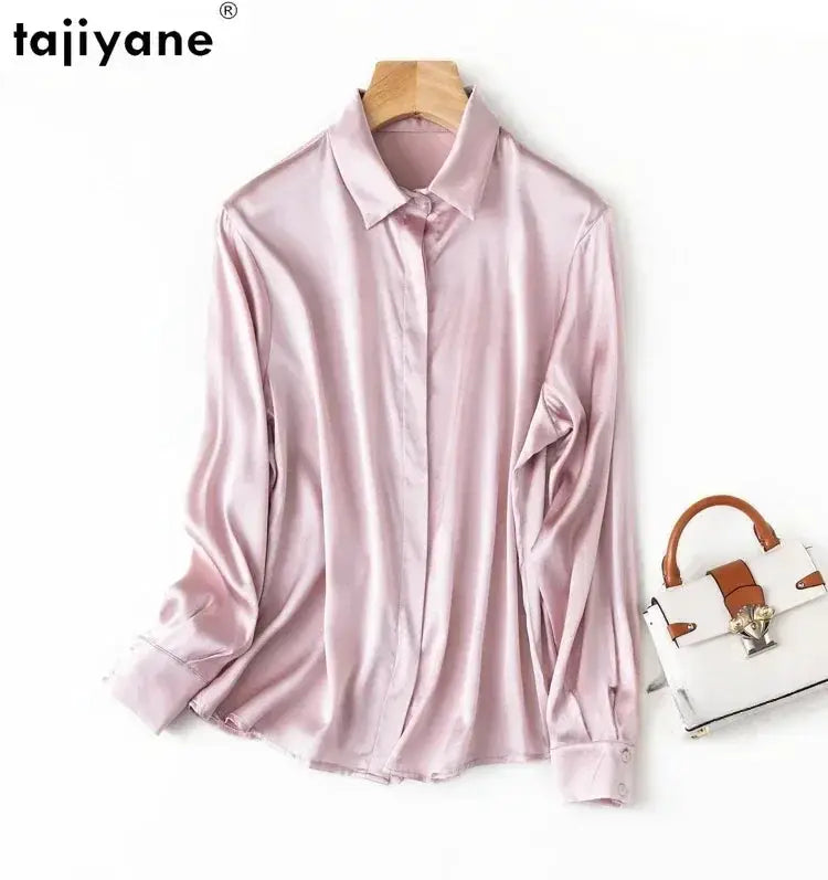 Tajiyane Women's Mulberry Silk Blend Long Sleeve Office Blouse