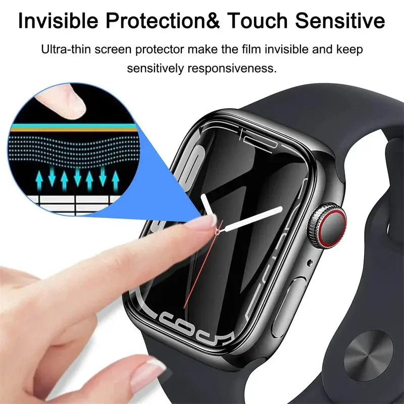 Screen protector for Apple Watch Series 9-8-7-6/5/4 SE, ultra-thin 3D film, touch-sensitive, not tempered glass