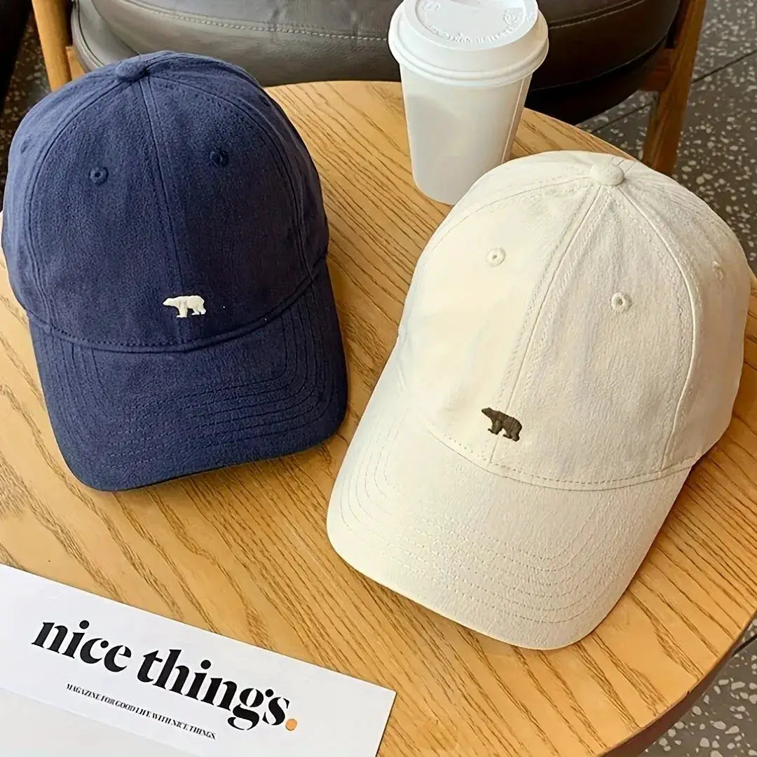 Bear Embroidered Baseball Cap Sun Protective Breathable Cotton Adjustable Unisex Casual Hat