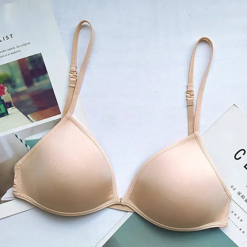 FINETOO nude seamless triangle-cup bra with adjustable straps by Simples Market