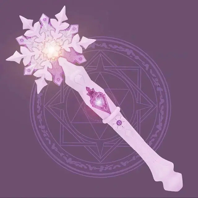 Princess Snow Wand Toy For Girls Glowing Fairy Wand With Light And Sound Snowflake Design For Christmas Halloween