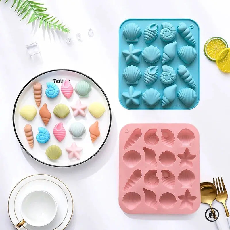 Chocolate Silicone Mold Shell Marine Animal Shape 3D 16 Cavities Candy Pudding Cake Decoration