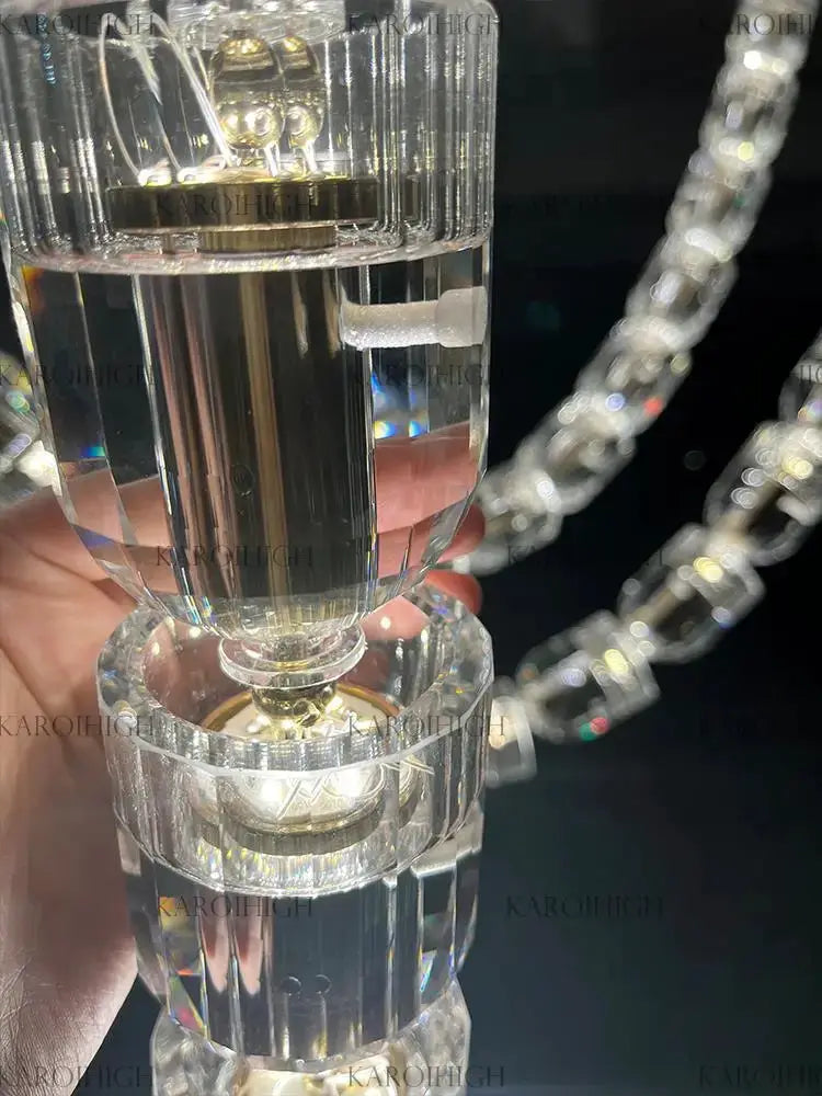 Chandelier ceiling light with multi-strand crystal acrylic beads and adjustable chain, Simples Market
