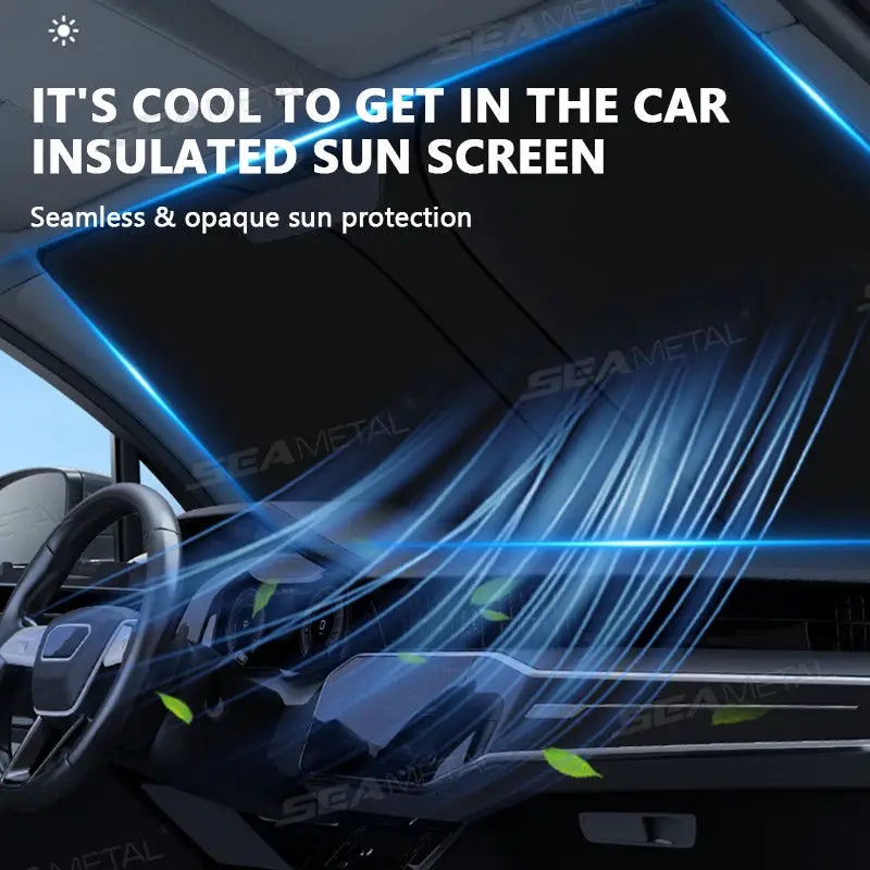 BLALION car windshield sun shade by Simples Market; foldable UV-blocking visor for auto windows