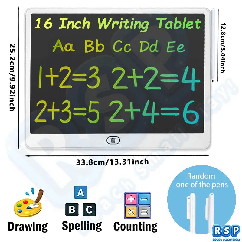 Simples Market white-frame LCD drawing tablet for kids, 13/16 inch color doodle and counting practice