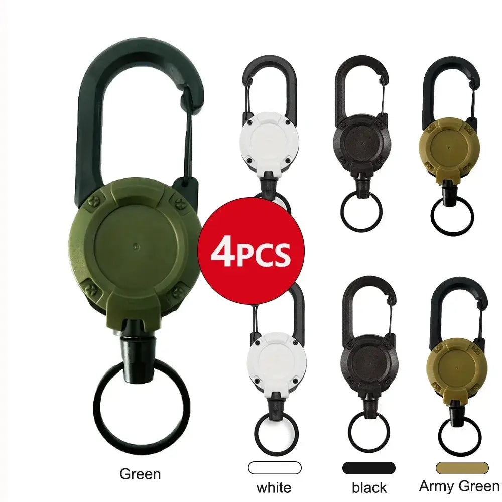 Extendable Retractable Keychain Badge Reels With Carabiner Clip 1 2 4 Pack Heavy Duty For Men Outdoor Bags
