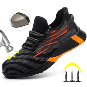 Men Safety Shoes Anti Puncture Kevlar Midsole Steel Toe Work Sneakers Lightweight Slip Resistant Outsole