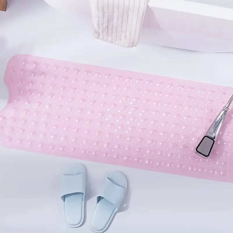Shower mat Simples Market pink non-slip bathtub mat with suction cups and drain holes, machine washable