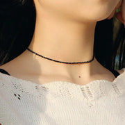 Pretty Fad Black Bead Short Copper Stone Choker Necklace For Women Elegant Party Jewelry