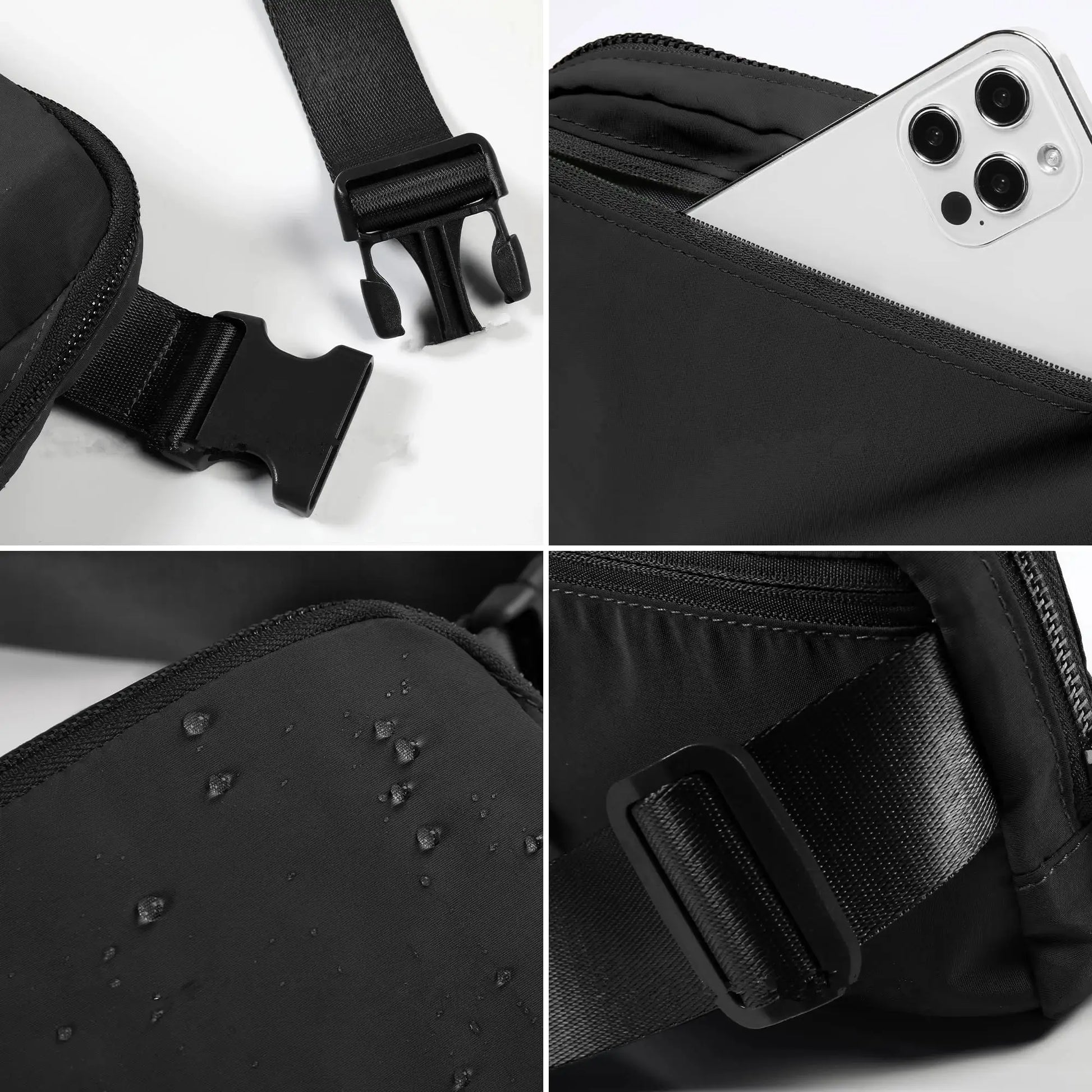 Simples Market black sport waist bag running belt with adjustable strap and buckle