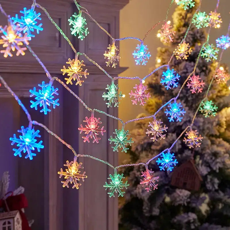 Snowflake LED String Lights USB Festoon Light For Christmas Tree Decor Aesthetic Room Wedding Party New Year Decor