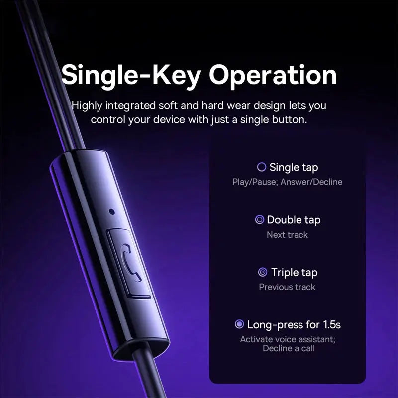 Baseus Encok CZ11 HZ11 Wired Earphones Type C 3.5mm Jack with Mic 10mm Driver Clear Sound and Bass