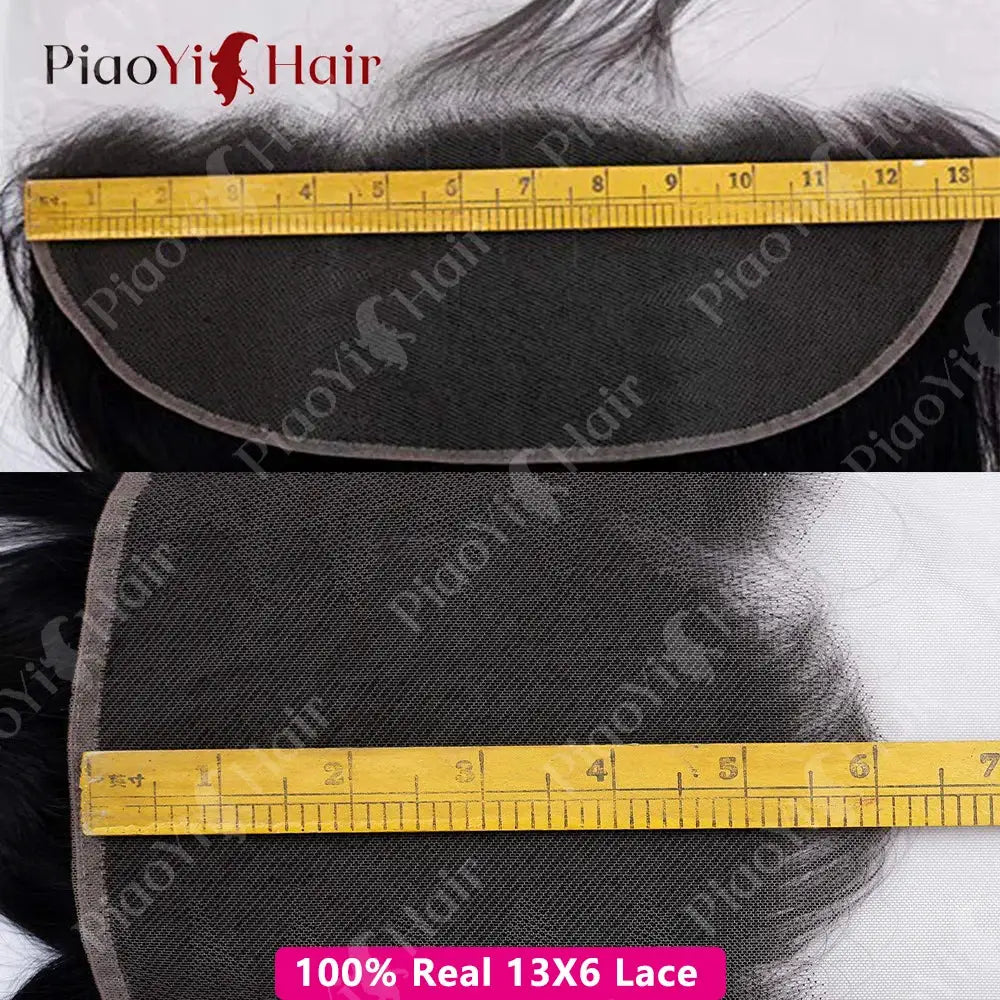 PiaoYi Hair 13x6 HD lace frontal with body-wave Brazilian human hair; includes HD lace closures
