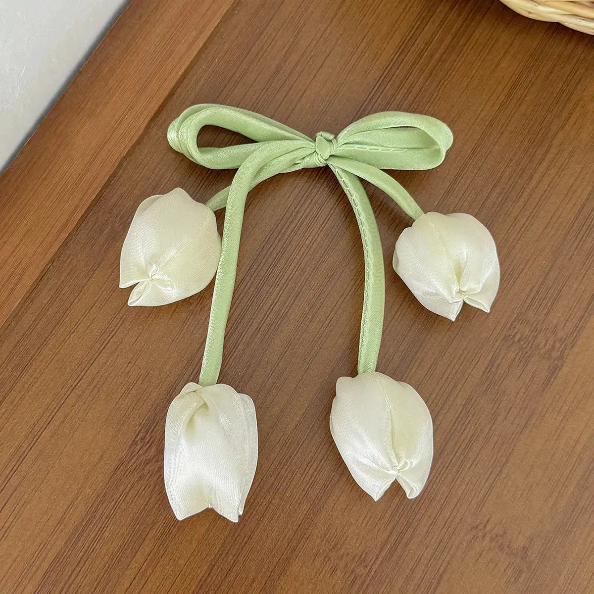 Aurora Bloom Chiffon Tulip Hair Clips for Girls Light Pink Elegant Floral Hair Accessories