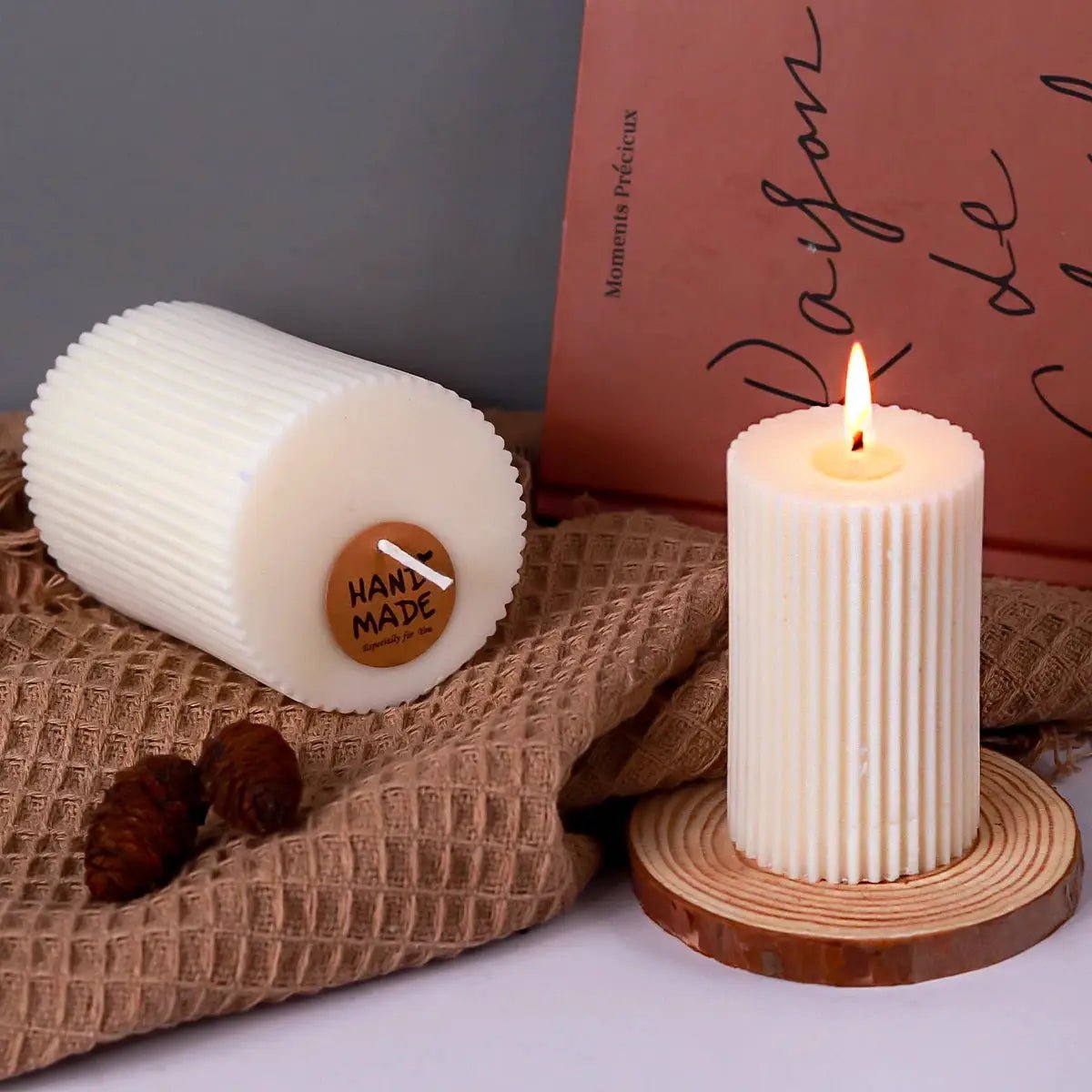 Silicone Candle Mold Striped Roman Cylindrical Columnar Design For Diy Candle Making Handmade - Simples Market