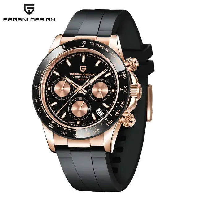 PAGANI DESIGN 40mm New V2 Mens Quartz Watch With Sapphire Crystal Retro Chronograph Stainless Steel Waterproof Wristwatch