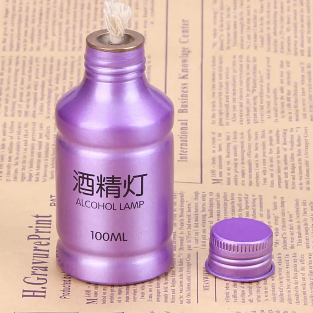 Simples Market 100ML alcohol lamp, purple aluminum alloy portable lamp with wick for camping.