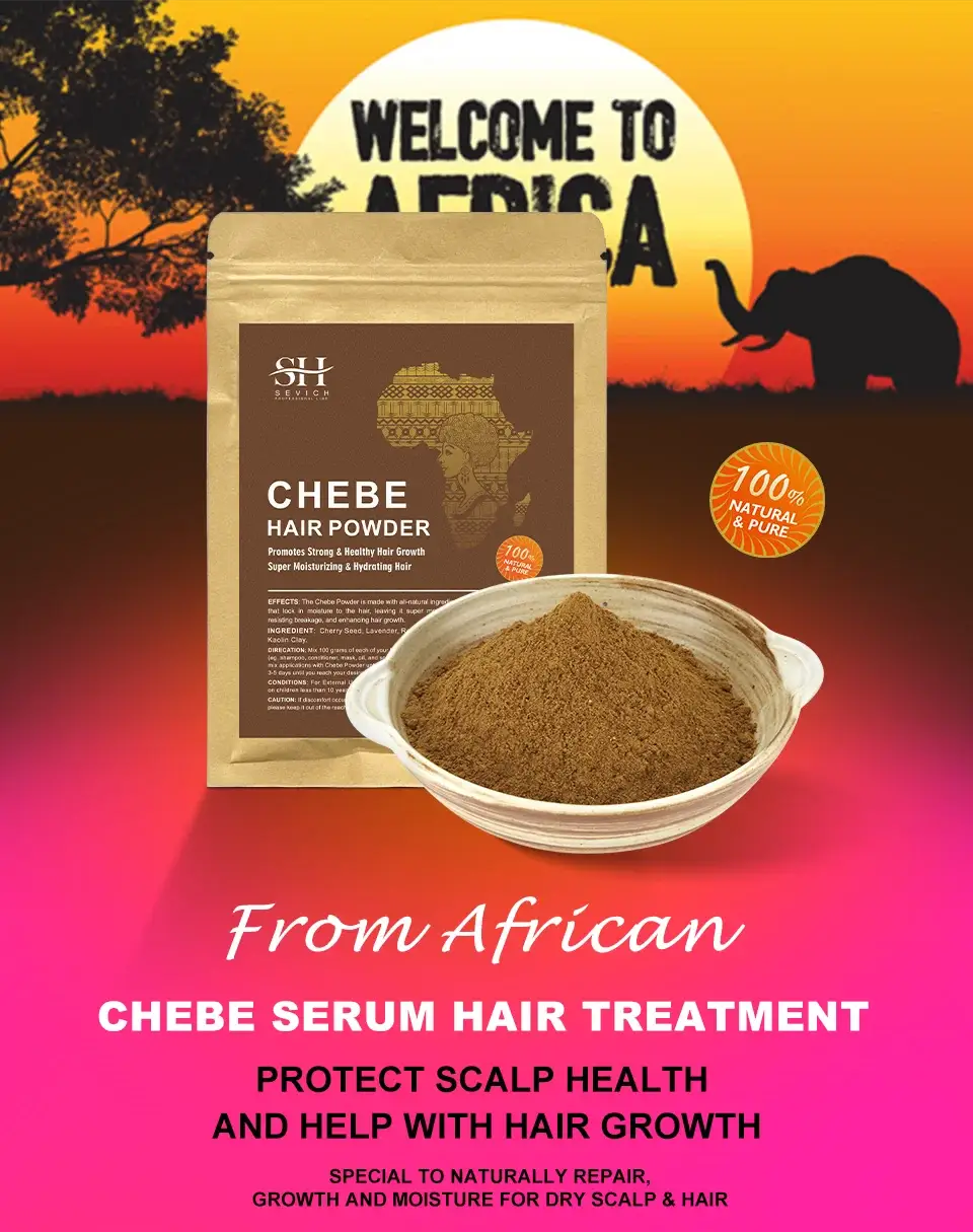100% Natural Chebe Powder Natural Ingredients Promotes Hair Strengthens & Thickens Anti Hair Loss Hair Regrowth Treatment