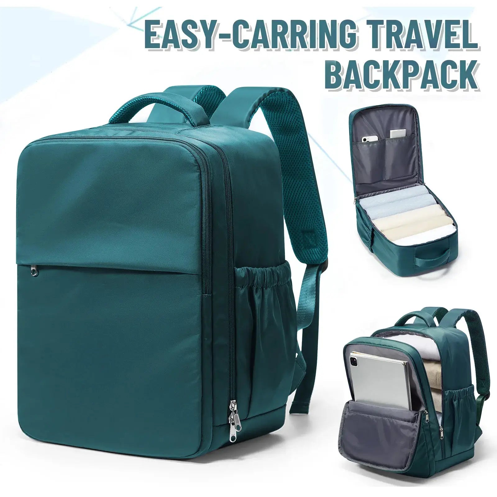Cabin travel backpack teal with multiple compartments and 15.6-inch laptop sleeve