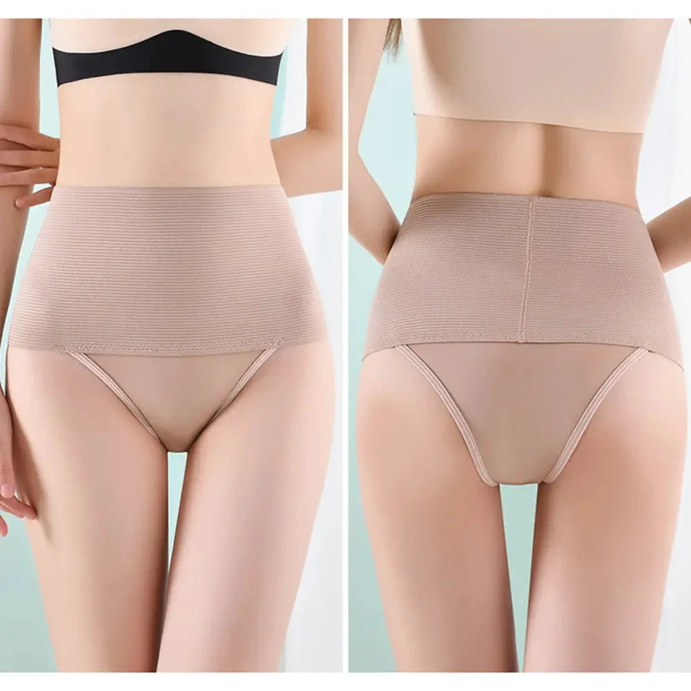 Simples Market high-waist tummy-control shapewear panties in nude ribbed breathable fabric
