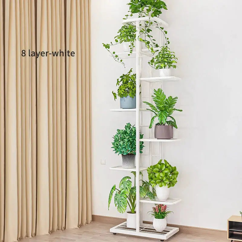 Cordlal Shining Iron Plant Stand Six to Eight Layers Flower Pot Rack Organizer for Home Garden Decor