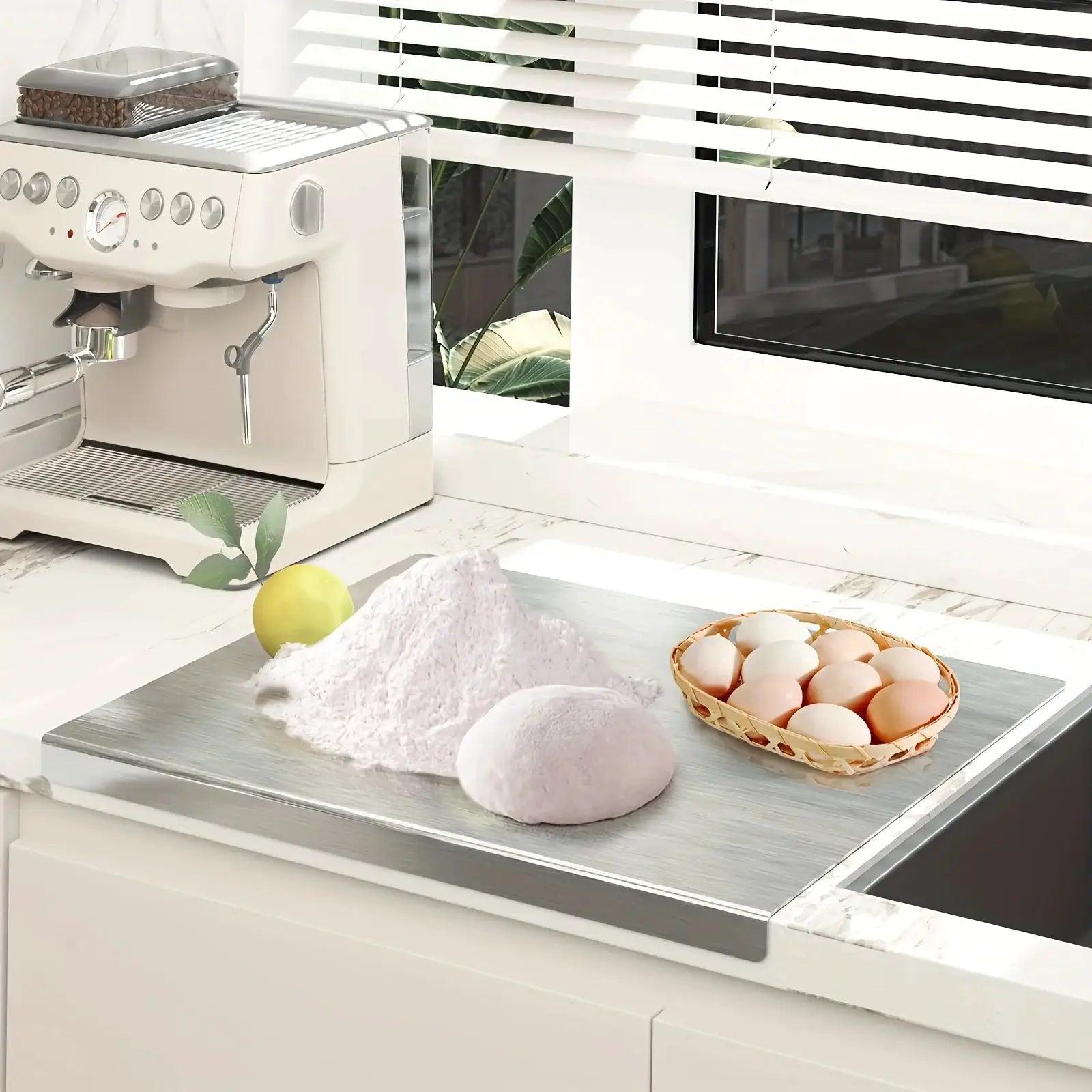 Stainless Steel Cutting Board Heavy Duty Non Slip For Meat Vegetables And Baking Easy Clean With Safety Lip